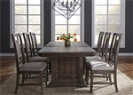 Artisan Prairie Trestle Table 5 Piece Dining Set in Wirebrushed Aged Oak Finish by Liberty Furniture - 823-DR-O5TRS