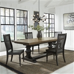 Harvest Home Trestle Table 5 Piece Dining Set in Chalkboard Finish by Liberty Furniture - LIB-879-DR-5TRS