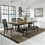 Harvest Home Trestle Table 6 Piece Dining Set in Chalkboard Finish by Liberty Furniture - LIB-879-DR-6TRS