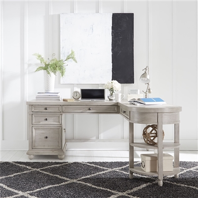 Harvest Home L Shaped Desk in Cottonfield White Finish by Liberty Furniture - 979-HO111