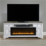 Magnolia Manor 82 Inch TV Console with Fire in Antique White Finish by Liberty Furniture - FIRE-BOX-244-82