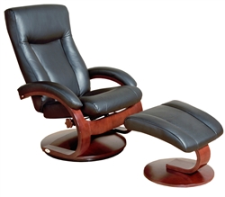 Oslo Hamar 2 Piece Swivel Recliner Black Leather & Merlot Finish by MAC Motion Chairs 54-B