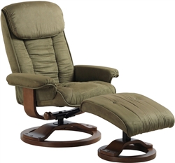 MAC Motion Chairs 7151/639-32/103 2 Piece Swivel Recliner Sage Microfiber & Walnut Finish