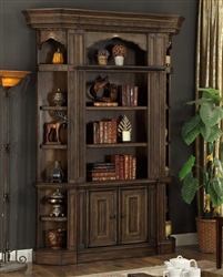 Aria 3 Piece Bookcase Display Cabinet in Antique Vintage Smoked Pecan Finish by Parker House - ARI-450-03