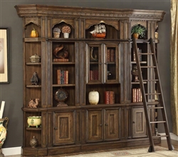 Aria 5 Piece Library Wall in Antique Vintage Smoked Pecan Finish by Parker House - ARI-450-5