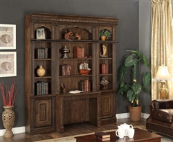 Aria 4 Piece Desk Library Wall in Antique Vintage Smoked Pecan Finish by Parker House - ARI-460-2-4