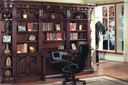 Barcelona 6 Piece Library Wall with Desk in Dark Red Walnut Finish by Parker House - BAR-460-2-6