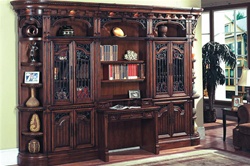 Barcelona 6 Piece Library Wall with Desk in Dark Red Walnut Finish by Parker House - BAR-460-2-6C