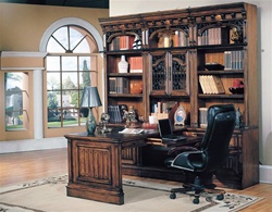 Barcelona 7-Piece Home Office Suite in Dark Red Walnut Finish by Parker House - BAR-500-7