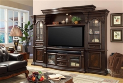 Bella 4 Piece Entertainment Wall in Antique Vintage Dark Almond Finish by Parker House - BEL-700-4