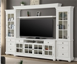 Cape Cod 76 Inch TV Console 4 Piece Entertainment Wall in Vintage White Finish by Parker House - CAP#176-3