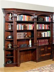 Corsica 6 Piece Bookcase Library Wall with Desk in Antique Vintage Dark Chocolate Finish by Parker House - COR-476-2-6