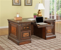 Corsica Double Pedestal Executive Desk in Antique Vintage Dark Chocolate Finish by Parker House - COR-480-3