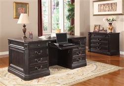 Grand Manor Palazzo 2 Piece Executive Home Office Set in Vintage Burnished Black Finish by Parker House - GPAL-9080-3-S