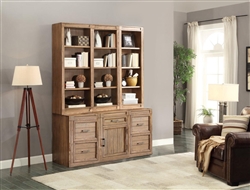 Hickory Creek 6 Piece Entertainer's Unit Bookcase Library Wall in Vintage Honey Finish by Parker House - HIC-06-ENT2
