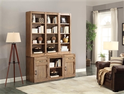 Hickory Creek 6 Piece Entertainer's Unit Bookcase Library Wall in Vintage Honey Finish by Parker House - HIC-06-ENTERU