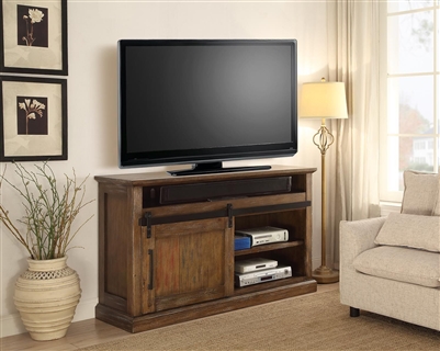 Hunts Point 55 Inch TV Console with Sliding Doors in Vintage Weathered Pine Finish by Parker House - HPT-55