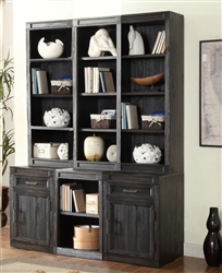 Hudson 6 Piece Entertainer's Unit Bookcase Library Wall in Vintage Midnight Finish by Parker House - HUD-06-ENTERU