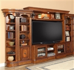 Huntington 6 Piece Entertainment Wall Unit in Antique Vintage Pecan Finish by Parker House - HUN-400-6