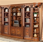 Huntington 5 Piece Bookcase Wall in Antique Vintage Pecan Finish by Parker House - HUN-420-05