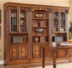 Huntington 3 Piece Bookcase Wall in Antique Vintage Pecan Finish by Parker House - HUN-485-3