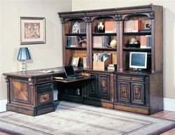 Huntington 8 Piece Peninsula Desk Wall Unit in Chestnut Finish by Parker House - HUN-505-8