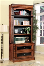 Leonardo 2 Piece Lateral File and Hutch in Antique Vintage Dark Chestnut Finish by Parker House - LEO-476-2