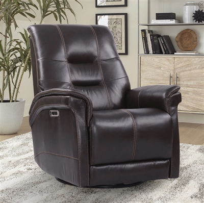 Carnegie Power Cordless Swivel Glider Recliner in Verona Blackberry Leather by Parker House - MCAR#812GSPH-P25-VBY