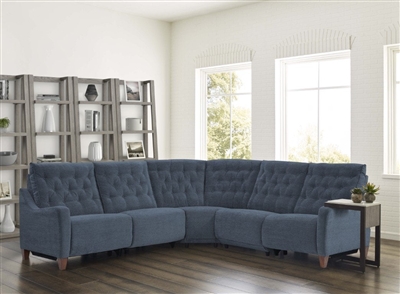 Chelsea 5 Piece Power Reclining Sectional in Willow Blue Chenille Fabric by Parker House - MCHE-5PCMOD-WBL