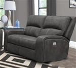 Polaris Dual Power Reclining Loveseat with Power Headrests and USB Ports in Slate Fabric by Parker House - MPOL-822PH-SLA