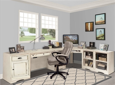 Nantucket 6 Piece Modular Corner Desk  in Vintage Burnished Artisan White Finish by Parker House - NAN-971-6