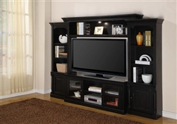 Avelino 57-Inch TV 4 Piece Premier Wall Unit in Vintage Burnished Black Finish by Parker House - PAV-101-4