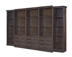Shoreham 5 Piece Door Bookcase Library Wall in Medium Roast Finish by Parker House - SHO#435-5-MDR