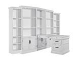 Shoreham 6 Piece Peninsula Desk Library Wall in Effortless White Finish by Parker House - SHO-6PC-LIB-DESK-EFW