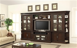 Stanford 6 Piece Entertainment Bookcase Library Wall in Light Vintage Sherry Finish by Parker House - STA-440-6