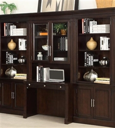 Stanford 4 Piece Library Desk Bookcase Wall in Light Vintage Sherry Finish by Parker House - STA-463-04