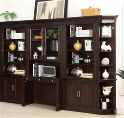 Stanford 6 Piece Library Desk Bookcase Wall in Light Vintage Sherry Finish by Parker House - STA-463-6