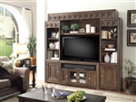 Tempo 4 Piece 50 Inch Console Entertainment Wall in Burnished Dark Mocha Finish by Parker House - TEM-150-4