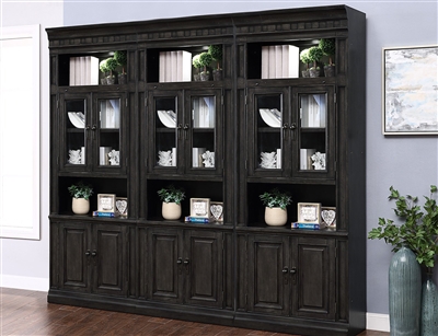 Washington Heights 3 Piece Library Wall in Washed Charcoal Finish by Parker House - WAS-440-3