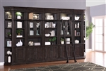 Washington Heights 7 Piece Library Wall in Washed Charcoal Finish by Parker House - WAS-440-7