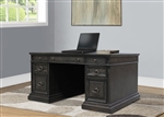 Washington Heights Double Pedestal Executive Desk in Washed Charcoal Finish by Parker House - WAS#480-3