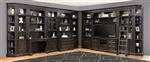Washington Heights 14 Piece Entertainment Corner Library Wall in Washed Charcoal Finish by Parker House - WAS-ENT-14