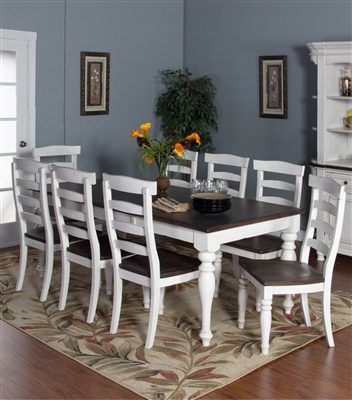 Bourbon County 7 Piece Dining Room Set with Ladderback/Wood Seat Chair by Sunny Designs - SD-1015FC-1432FC-W