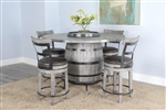 Alpine 5 Piece Round Pub Table Dining Room Set with Ladderback/Cushion Seat Barstool by Sunny Designs - SD-1038AG-1624AG-B24