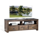 Homestead 74 Inch TV Console in Dark Brown Finish by Sunny Designs - SD-3610TL-74