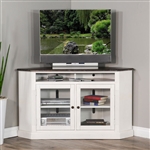 Carriage House 55 Inch Corner TV Console in Dark Brown & White Finish by Sunny Designs - SD-3635EC