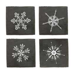 Rustic Holiday Snowflake Slate Coasters