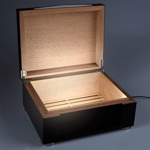 Xikar HP 75 Count Humidor Includes Interior LED Lighting and Removable Air-Flow Grate - Black