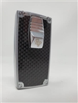 Rocky Patel Double Flame Nero Lighter - Chrome and Black Carbon Fiber Plate