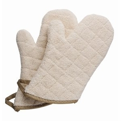 Terry Oven Mitts w/Steam Barrier - Protects to 500F